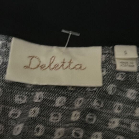 Anthropologie Deletta Black with white dots top with tie size small - Picture 4 of 8